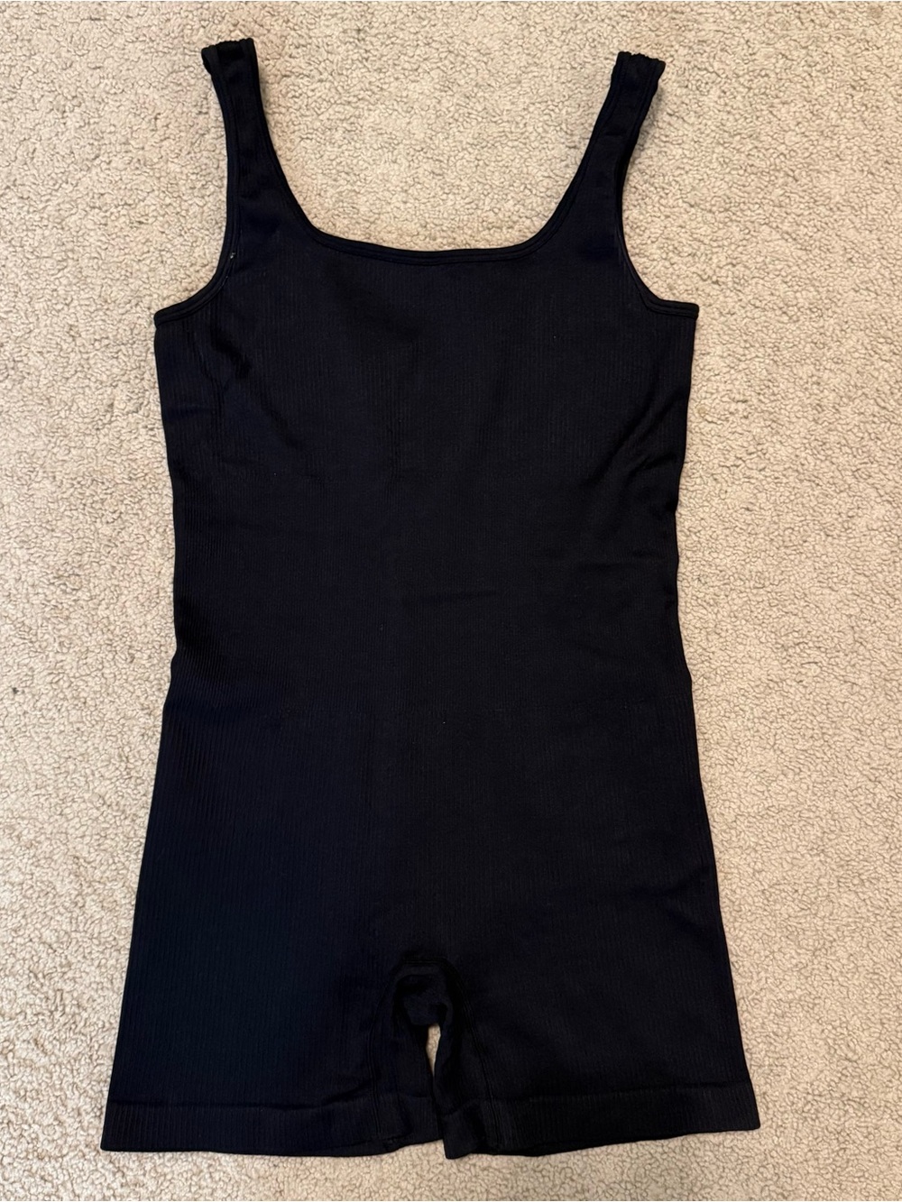 Black Ribbed Tank Romper Jumpsuit